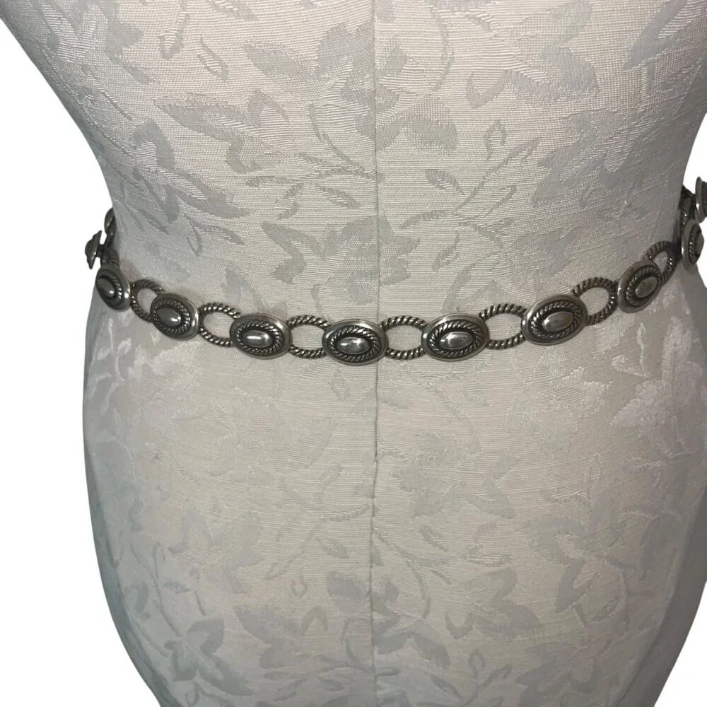 Brighton Vintage 1995 Womens Size S Black Tone Oval Metal Link Belt Casual